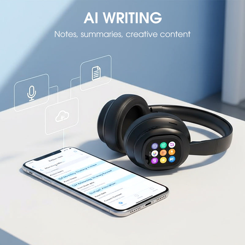 🎧50% de réduction! ✨ Casque Bluetooth IA - Écran LCD intelligent et assistant vocal avec qualité sonore premium pour la musique et les appels 📱✨