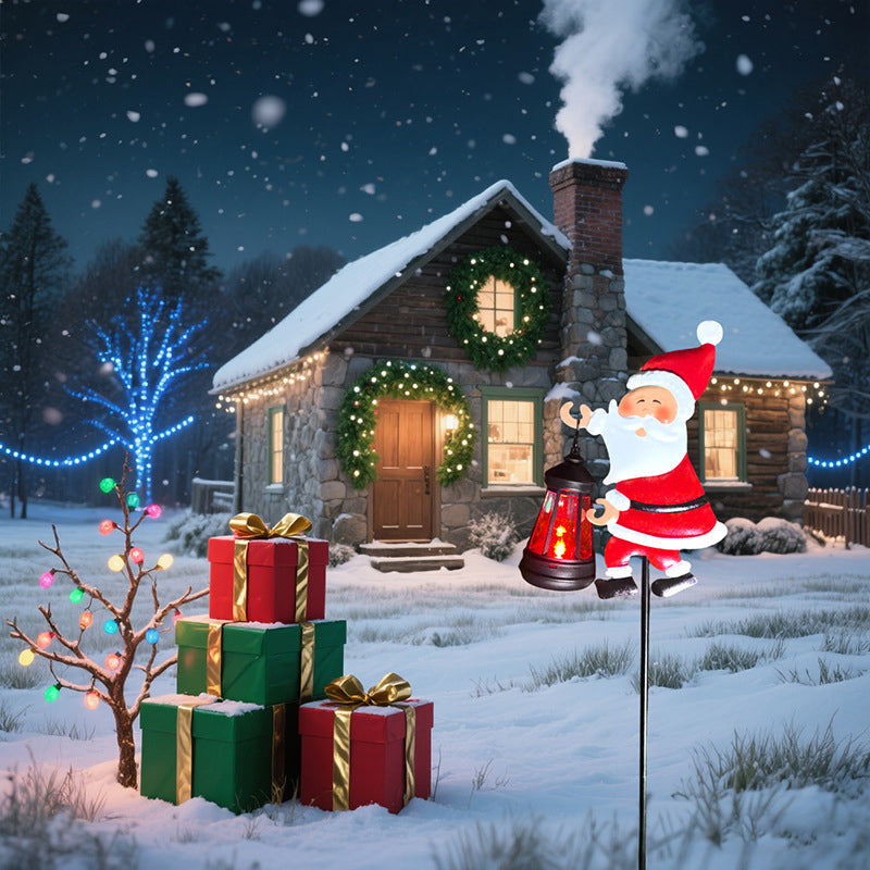 🎅 Soldes de Noël : 49 % de réduction !!🎄🎅Lumière solaire pour jardin en forme de Père Noël