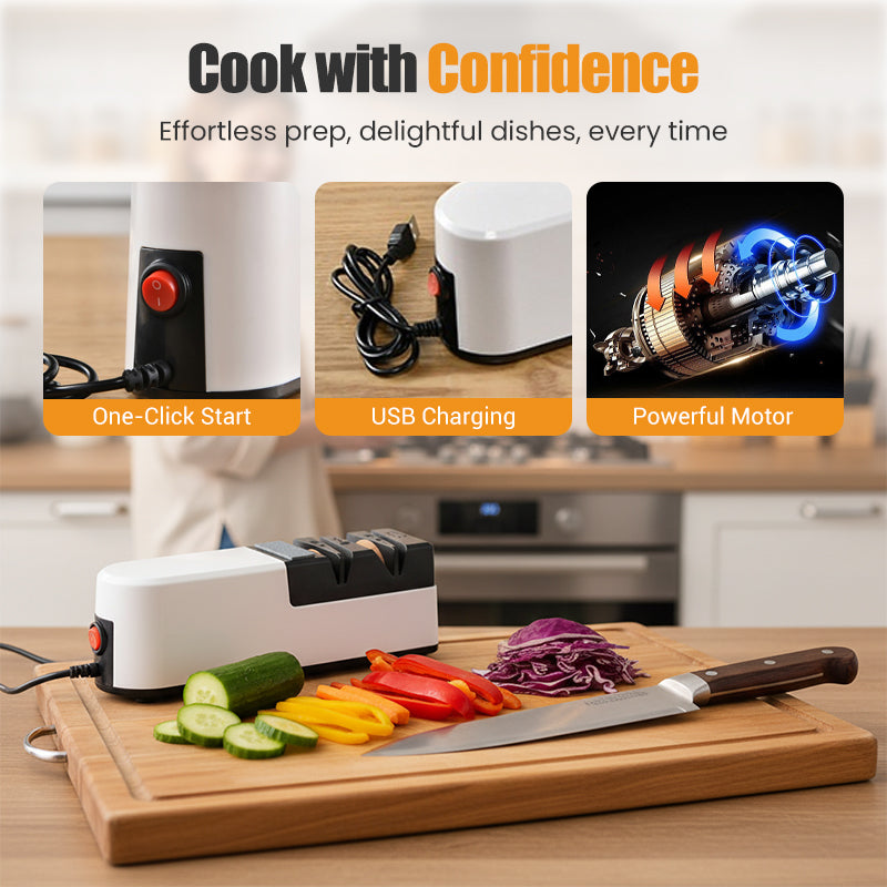 ✨ 60% de réduction – Aiguiseur de Couteaux Électrique avec Technologie USB & Moteur Intelligent ! 🔪 Restaurez le Tranchant en Quelques Secondes